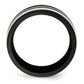 Edward Mirell Black Ti & Sterling Silver Two-Tone Unisex Wedding Band